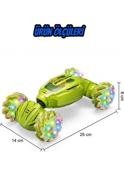 Işıklı Şarjlı El Sensörlü Bilekten Kontrol 2.4 Ghz Şarjlı Uzaktan Kumandalı 360° 4x4 Akrobat Araba modelleri