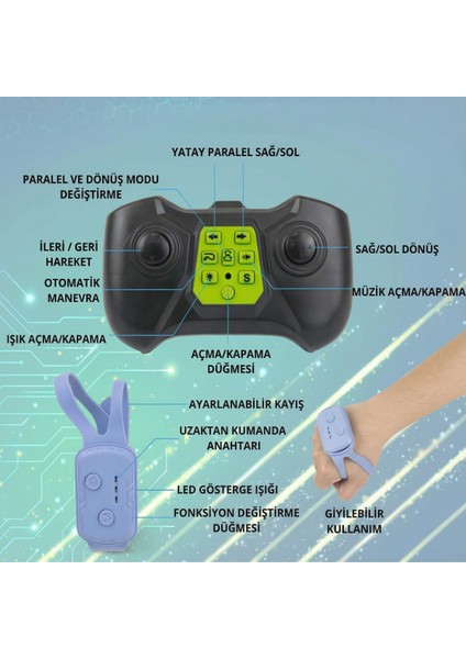 Işıklı Şarjlı El Sensörlü Bilekten Kontrol 2.4 Ghz Şarjlı Uzaktan Kumandalı 360° 4x4 Akrobat Araba fırsatları