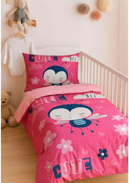 Dijital Baskılı 3D Pamuklu Yenidoğan Bebek Nevresim Takımı Cute Bee Pink fiyatları