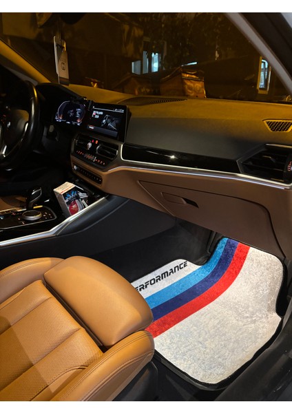 Lüx Oto Halı Paspas Desenli Yıkanabilir Universal (Her Araca Uyumlu)(M Power Beyaz)