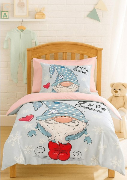 Dijital Baskılı 3D Pamuklu Yenidoğan Bebek Nevresim Takımı Cute Gnome Pink