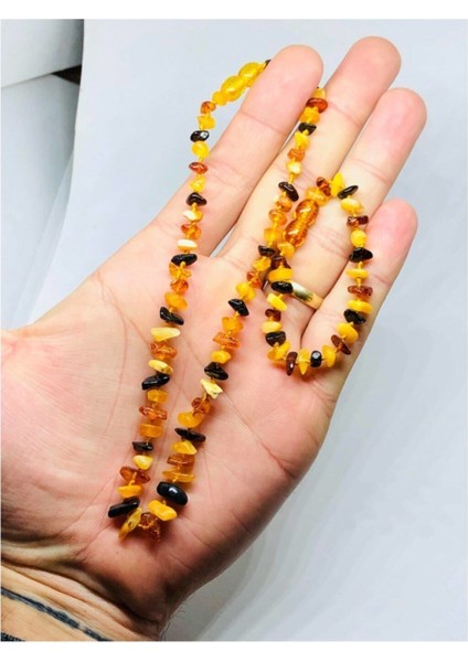 Unisex Bebek Sarı Kolye Bileklik Seti Orijinal Sertifikalı