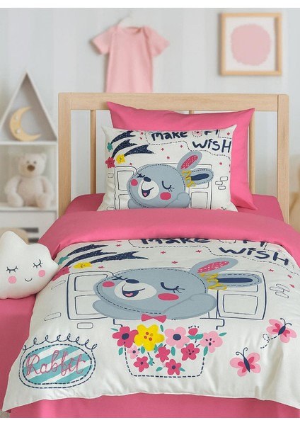 Dijital Baskılı 3D Pamuklu Yenidoğan Bebek Nevresim Takımı Wish Rabbit