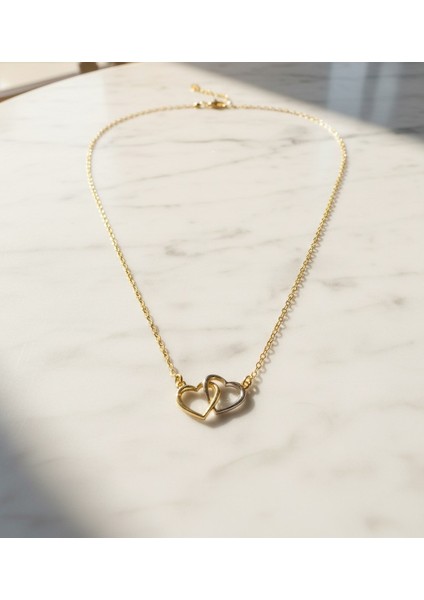 Ikili Bombeli Kalpli 14 Ayar Altın Kolye