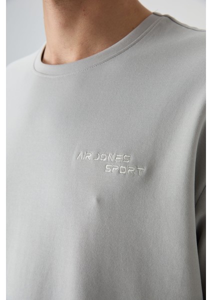 Taş Pamuklu Kalın Yumuşak Dokulu Oversize Fit Nakışlı Erkek Eşofman Takım - 85252