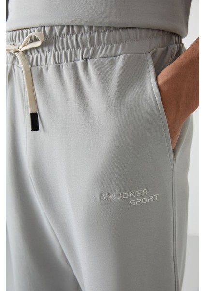 Taş Pamuklu Kalın Yumuşak Dokulu Oversize Fit Nakışlı Erkek Eşofman Takım - 85252