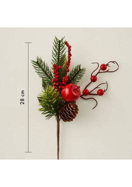 Christmas Yılbaşı Dal Çiçek Kırmızı (28 Cm)