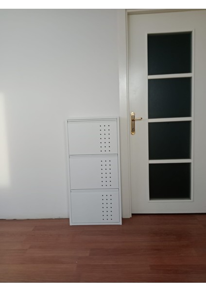 3'lü (Kapaklı) Metal Ayakkabılık Delikli Beyaz fiyatları