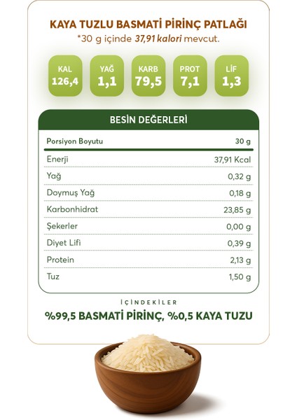 Kaya Tuzu Basmati Pirinç Patlağı 90G x 6 Paket (Glütensiz & Vegan) indirimleri