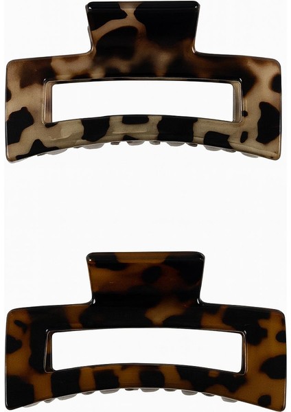 8 cm Kaplumbağa Desenli Asetat Mandal Toka- 2 Adet