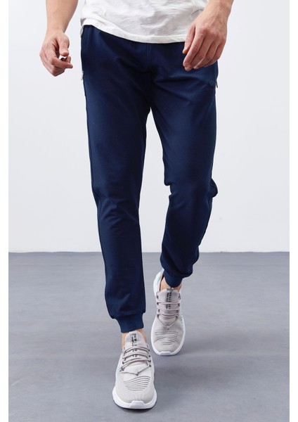 İndigo Fermuar Cepli Dar Kalıp Jogger Erkek Eşofman Alt - 84343