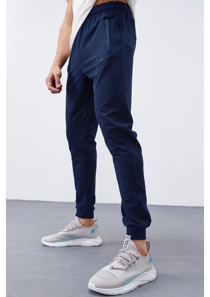 İndigo Fermuar Cepli Dar Kalıp Jogger Erkek Eşofman Alt - 84343