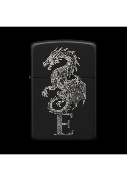 Zippo Ejderha Figürlü E Harfli Tasarım - V27