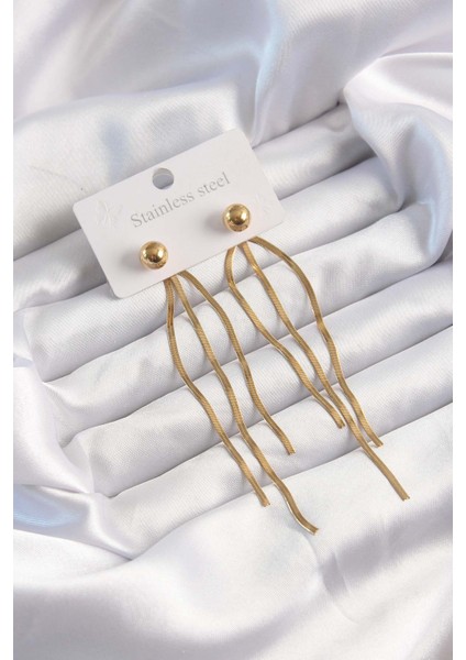 316L Çelik Altın Renk İtalyan Model Topçuk Küpe