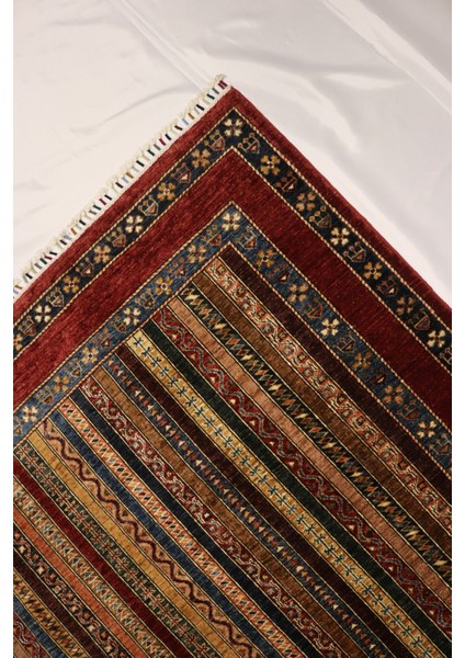 El Dokuma Afgan Halı Şal Desenli Kırmızı Renk 4 Metre Kare fırsatları