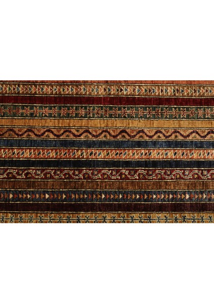 El Dokuma Afgan Halı Şal Desenli Kırmızı Renk 4 Metre Kare