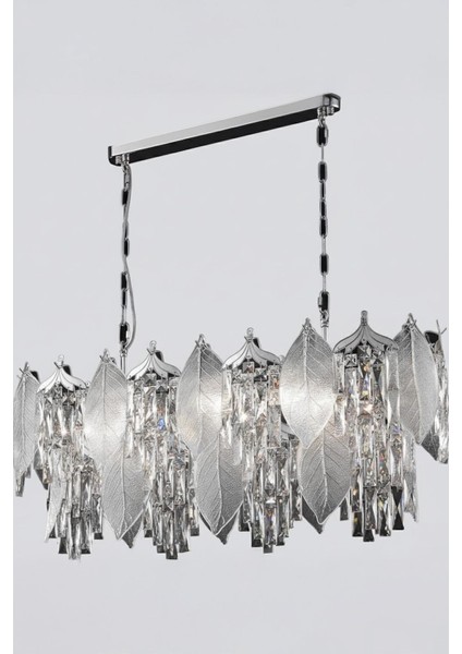 Yaprak Krom 90 cm Kristal Yaprak Detaylı Modern Avize – Yemek Masası Salon fiyatları