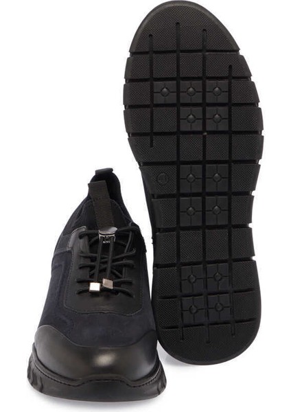 Lacivert Hakiki Nubuk Deri Erkek Sneaker - E24S1AY56981-C39