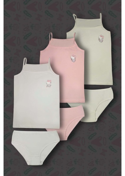 3'lü Kız Çocuk Animal Baskılı Pamuklu Atlet Külot Çamaşır Takımı