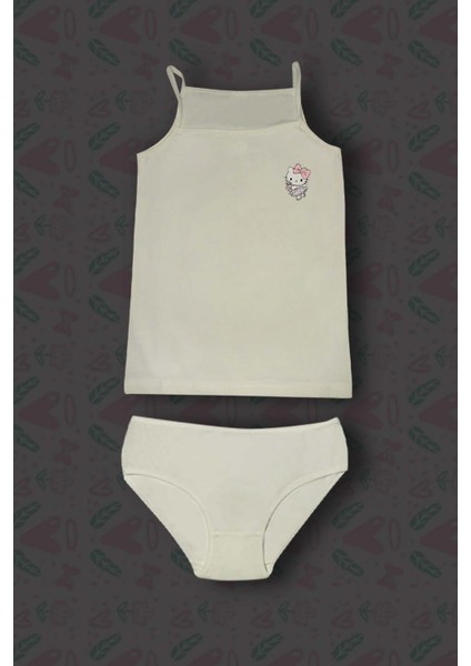 3'lü Kız Çocuk Animal Baskılı Pamuklu Atlet Külot Çamaşır Takımı fırsatları