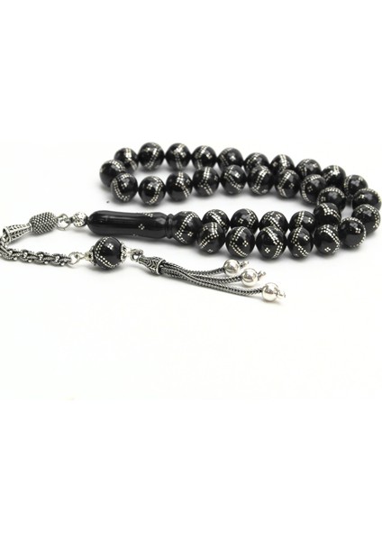 Oltu Taşı Küre Model Çift Zikzak Dörtlü Işlemeli Tespih indirimleri