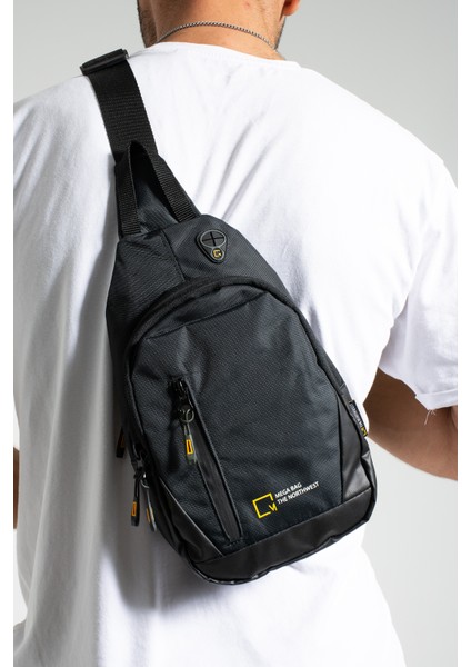 Outdoor Serisi Su Geçirmez Kumaş Erkek Göğüs Omuz Çantası Bodybag