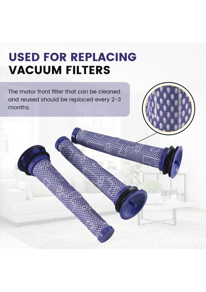 3 Dyson DC58, DC59, V6, V7, V8 Için Paket Ön Filtreler. Değiştirmeler Bölüm 3 Filtreler Kiti Dyson Filtre Değiştirmeleri (Yurt Dışından) fırsatları
