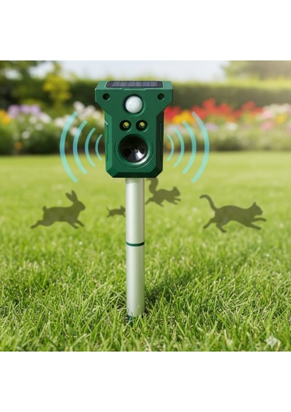 Buffer® Solar Enerjili Ultrasonik Hayvan Kovucu-Su Geçirmez Bahçe Koruma Cihazı Hayvan Uzaklaştırıcı