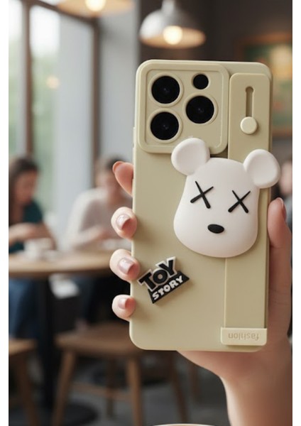 Tecno Spark 10 Pro Uyumlu Kılıf Bej Renk 3D Figürlü Darbe Emici Yumuşak Silikon Kapak modelleri