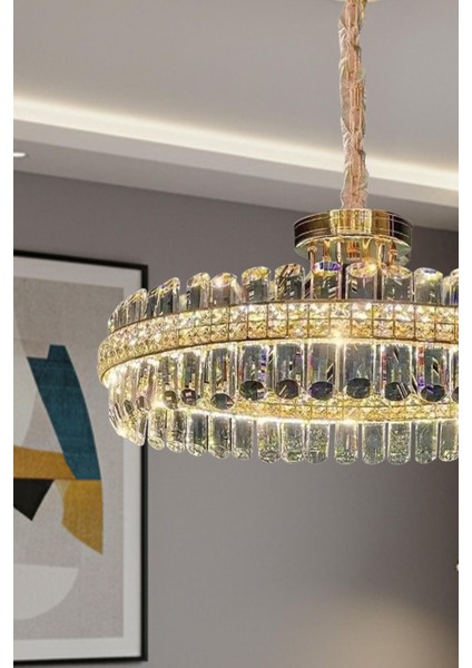Dicle Gold 40 cm Kristal Taşlı Modern Avize – Salon ve Oturma Odası fiyatları