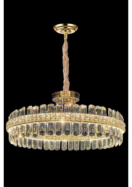 Dicle Gold 40 cm Kristal Taşlı Modern Avize – Salon ve Oturma Odası modelleri