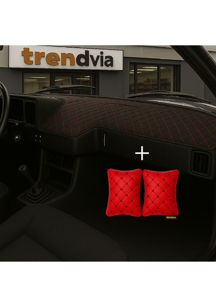 Tofaş Şahin Doğan Kartal Alçak Ön Göğüs Siyah-Kırmızı Torpido Kılıfı / Kırmızı-Siyah Boyun Yastığı