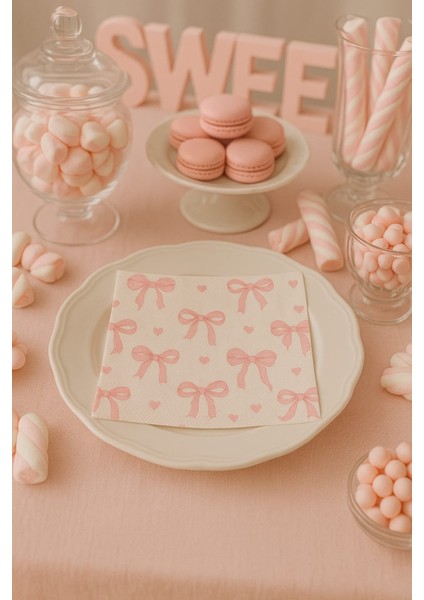 Suna K Signature Collection – Premium Pembe Kurdale Desenli Peçete fiyatları