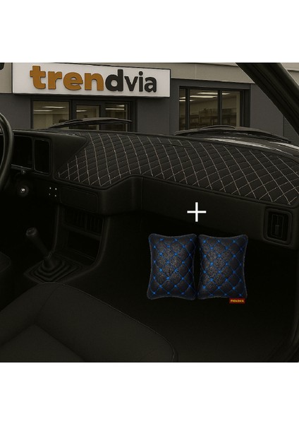 Tofaş Şahin Doğan Kartal Alçak Ön Göğüs Siyah-Bej Torpido Kılıfı / Siyah-Mavi Boyun Yastığı