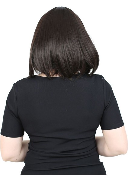 Küt Kahküllü Fiber Sentetik Peruk / Kahverengi fırsatları