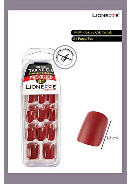 Tak Ve Çık Ojeli Tırnak 4404 Önceden Yapıştırılmış 24 Adet Kırmızı Renkli fiyatları