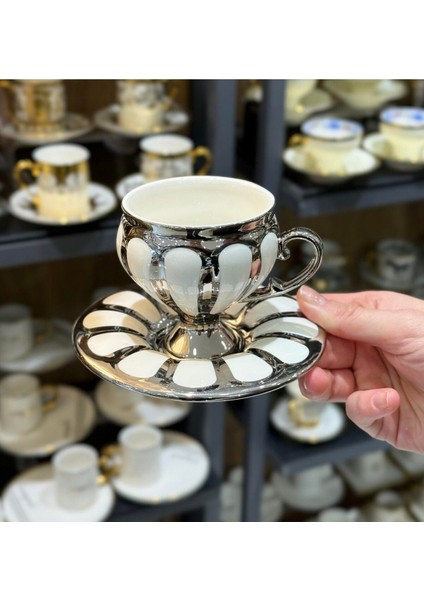 Muba Consept Karius 6 Kişilik Kahve Fincan Takımı Gümüş 90 cc