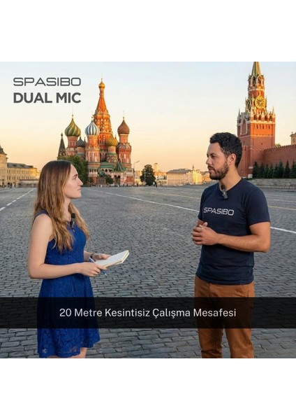 Dual Mic 2'li Kablosuz Yaka Mikrofonu Seti | 360° Ses Alımı & Gürültü Engelleyici | 20M Çekim modelleri