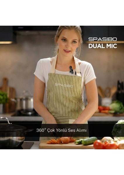 Dual Mic 2'li Kablosuz Yaka Mikrofonu Seti | 360° Ses Alımı & Gürültü Engelleyici | 20M Çekim fırsatları