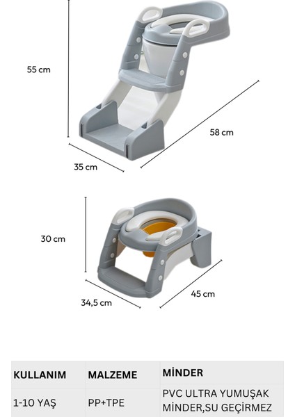 Latrina Çocuk Tuvaleti Lazımlık, Tuvalet Adaptörü , Merdivenli Tuvalet Eğitim Seti modelleri
