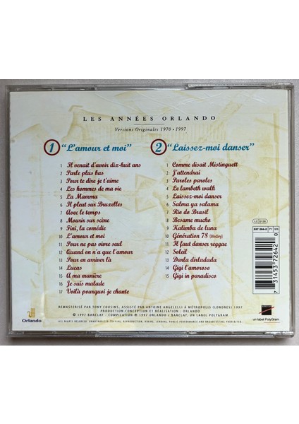 Dalida Les Annees Orlando Çift CD (Orijinal 1997 Dönem Baskı Cd) fiyatları