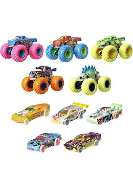 Hot Wheels Monster Trucks Karanlıkta Parlayan Araçlar Paketi Hot Wheels Monster Trcuks Araba Seti