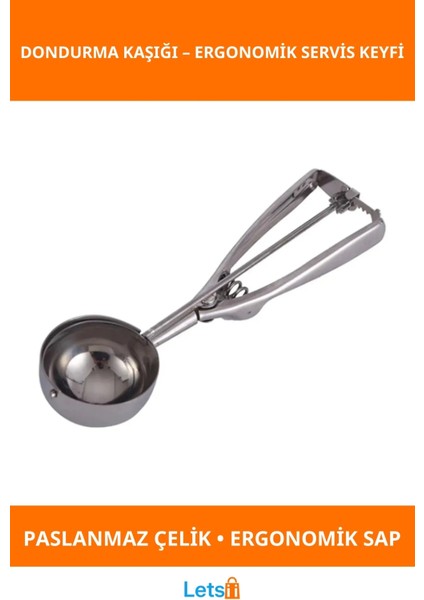 Ergonomik Dayanıklı Çelik Dondurma Kaşığı