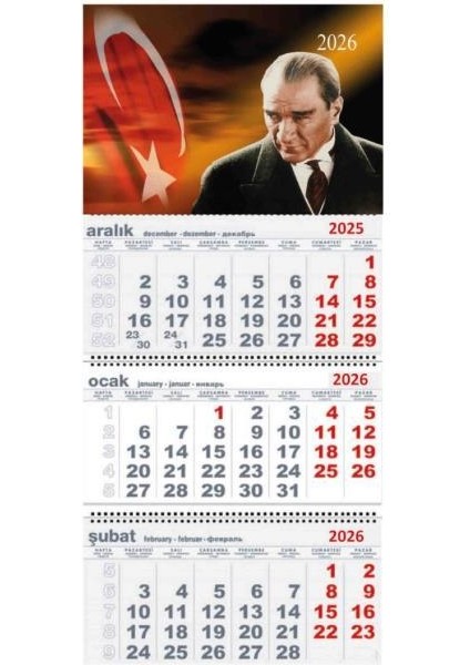 2026 Gemici Duvar Takvimi Atatürk