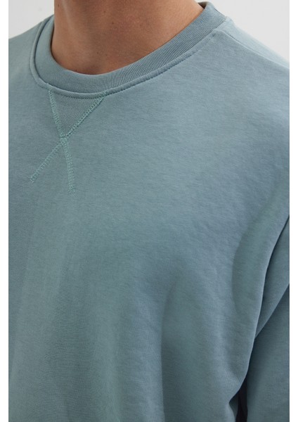 Unisex Relax Fit Rahat Kesim %100 Pamuk Basic Mavi Bisiklet Yaka Sweatshirt modelleri