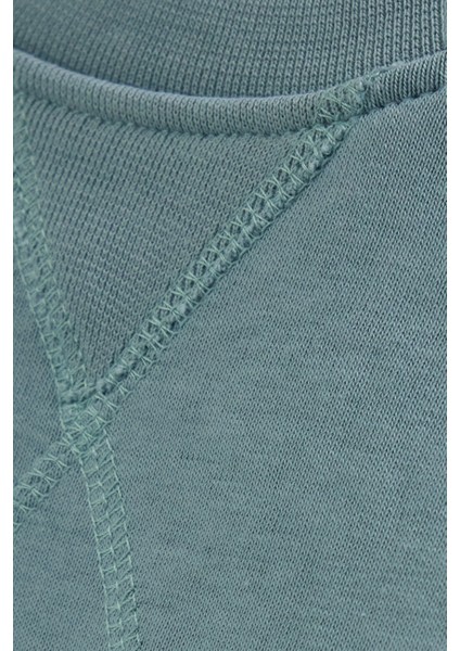 Unisex Relax Fit Rahat Kesim %100 Pamuk Basic Mavi Bisiklet Yaka Sweatshirt