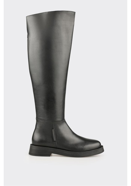 Siyah Deri Kadın Çizme