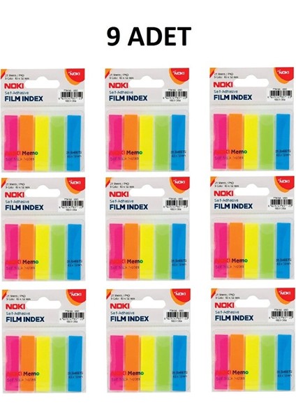 9 Adet Memo Film Index 5 Renk 12X45MM 25 Yp.