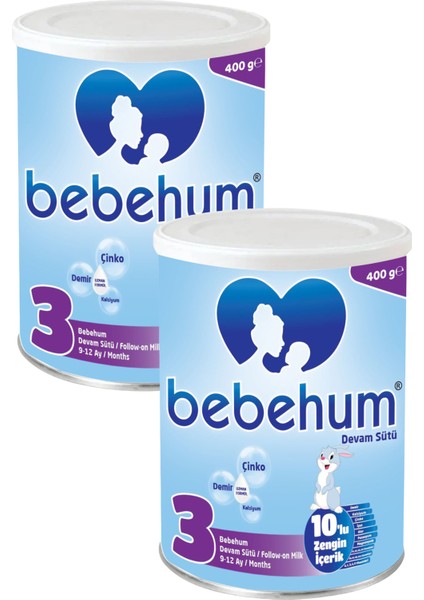 Teneke 3 Devam Sütü 400 gr 9-12 Ay X2 Adet