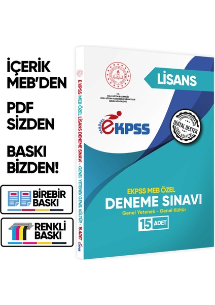 2026 MEB ÖZEL EKPSS Lisans 15li Deneme Fasikül Paketi (A4 Büyük Boyutlu Renkli Baskı)